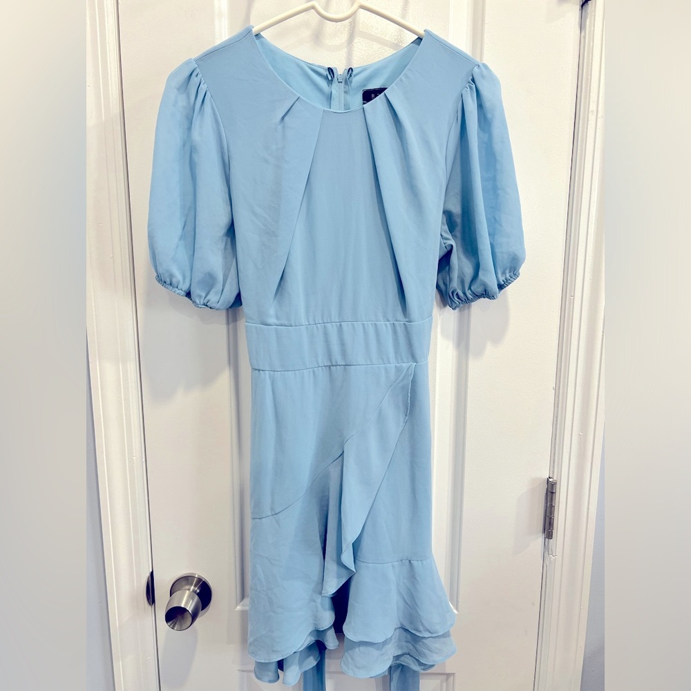 Light blue chiffon ruffle dress